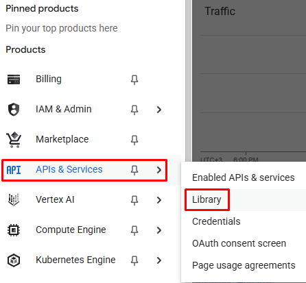 Подключение API в Google Cloud Console