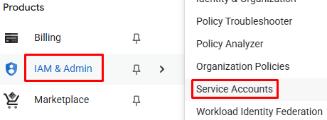 Создание сервисного аккаунта в Google Cloud Console