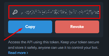 API-токен при создании через WebApp