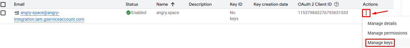 Generating a JSON Key in the Google Cloud Console