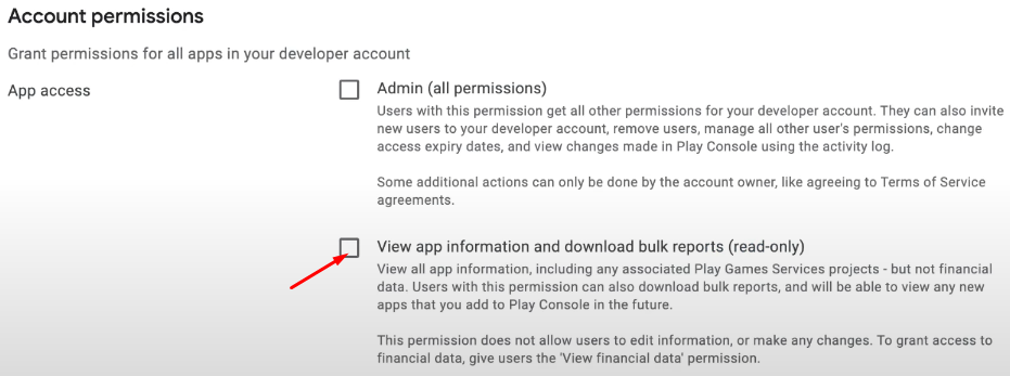 Permissions in the Google Play Console